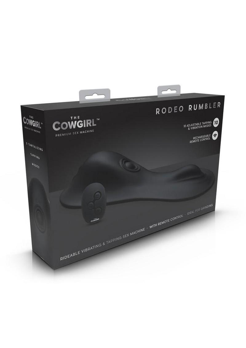 Cowgirl Rodeo Rumbler Grinding Vibrating Tapping Rechargeable Silicone Dildo - Black