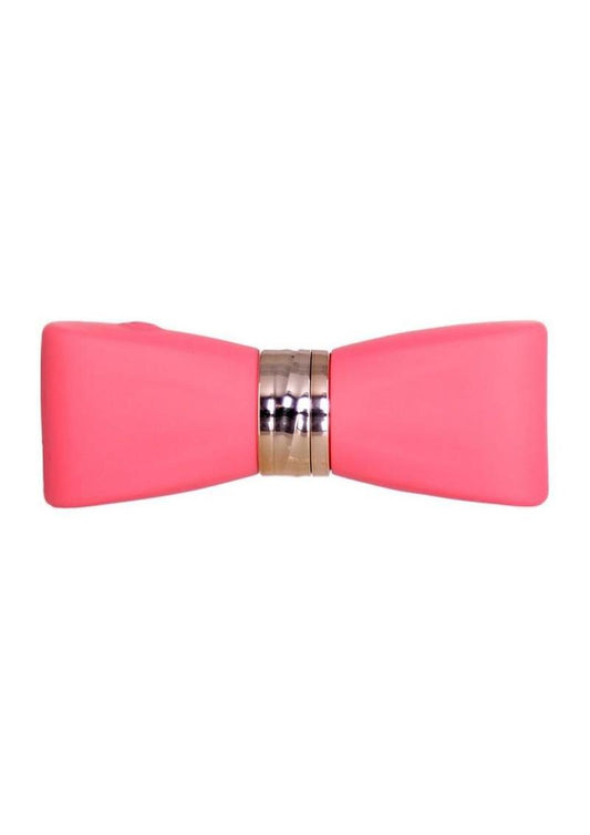 M'lady Pinpoint Silicone Rechargeable Bow Tie Wand - Coral/Orange