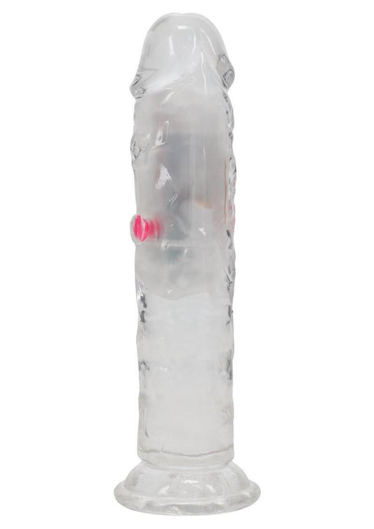 Realrock Vibrating Led Wireless Rechargeable Remote Control Straight Cock - Clear - 6in