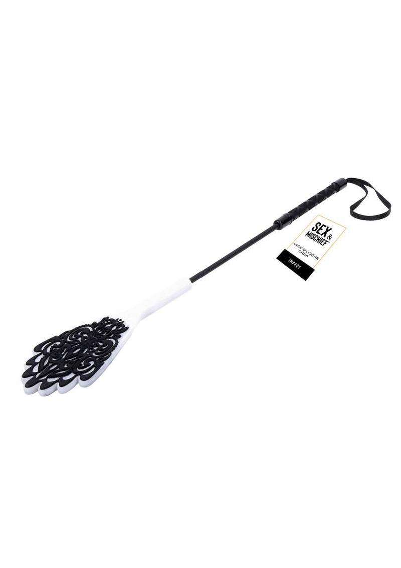 Sex and Mischief Lace Silicone Crop - Black/Silver