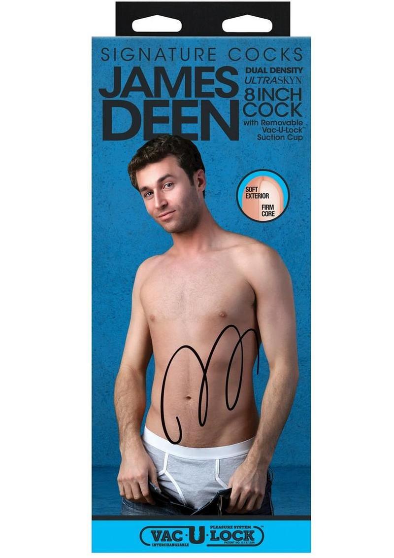 Signature Cocks Ultraskyn James Deen Dildo with Removable Suction Cup - Vanilla - 8in